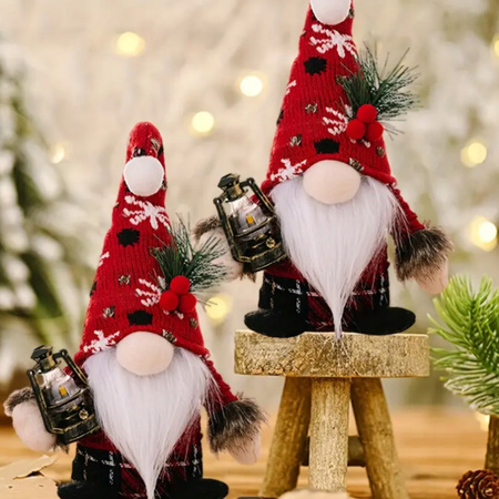 2x SKRZAT ŚWIĄTECZNY KRASNAL GNOM SIEDZĄCY MIKOŁAJ OZDOBA PREZENT NA ŚWIĘTA