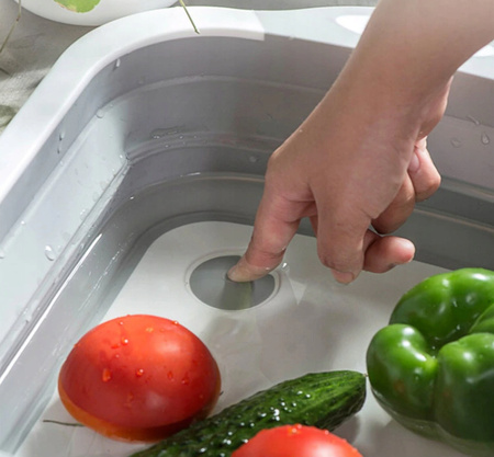 MISKA SKŁADANA SILIKONOWA DESKA DO KROJENIA DUŻA ODPŁYWEM ZLEW TURYSTYCZNY