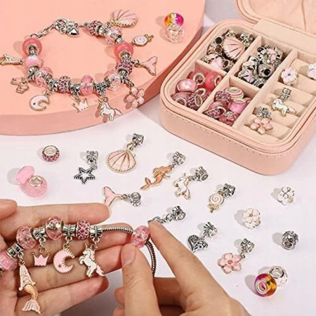 DUŻY ZESTAW KORALIKÓW DO ROBIENIA BRANSOLETEK I NASZYJNIKÓW CHARMS KORALIKI