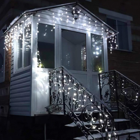 LAMPKI CHOINKOWE 300 LED ZEWNĘTRZNE STAŁE FLASH BIAŁE GRUBY KABEL KURTYNA