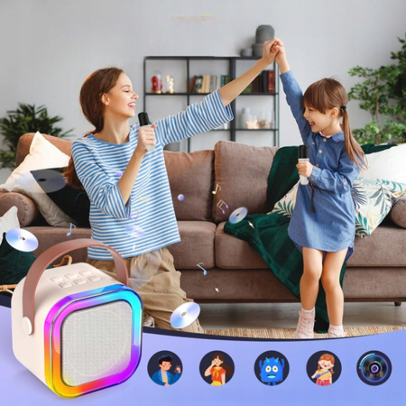BEZPRZEWODOWY ZESTAW DO KARAOKE BLUETOOTH + GŁOŚNIK 2x MIKROFON DLA DZIECI