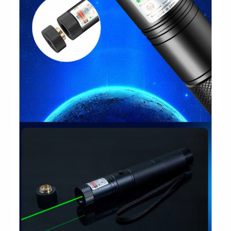MOCNY WSKAŹNIK LASEROWY LASER POINTER ZIELONY AKU + ŁADOWARKA I NAKŁADKA