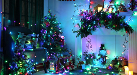 LAMPKI CHOINKOWE 1000 LED ZEWNĘTRZNE STAŁE FLASH GRUBY KABEL KURTYNA MULTI