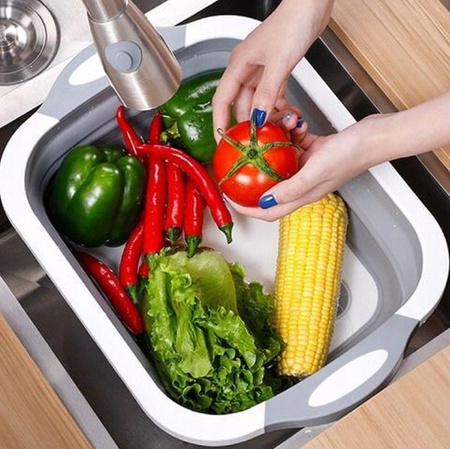 MISKA SKŁADANA SILIKONOWA DESKA DO KROJENIA DUŻA ODPŁYWEM ZLEW TURYSTYCZNY