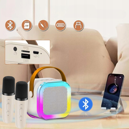 BEZPRZEWODOWY ZESTAW DO KARAOKE BLUETOOTH + GŁOŚNIK 2x MIKROFON DLA DZIECI