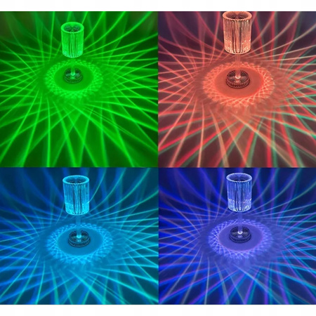 LAMPA KRYSZTAŁOWA LED LAMPKA NOCNA DOTYKOWA DIAMENTOWA KOLOROWA RGB + PILOT