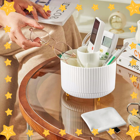 OBROTOWY ORGANIZER NA PĘDZLE DO MAKIJAŻU I KOSMETYKI POJEMNIK 360 KUFEREK