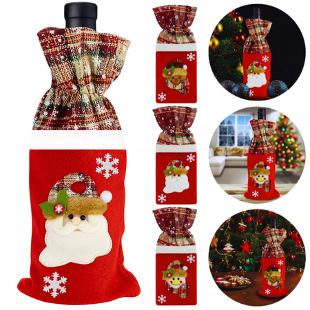 3x ŚWIĄTECZNY POKROWIEC NA BUTELKĘ ETUI UBRANKO DEKORACJA MIKOŁAJ PREZENT