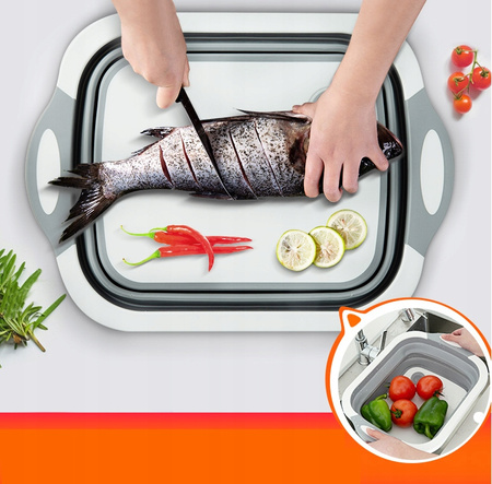 MISKA SKŁADANA SILIKONOWA DESKA DO KROJENIA DUŻA ODPŁYWEM ZLEW TURYSTYCZNY