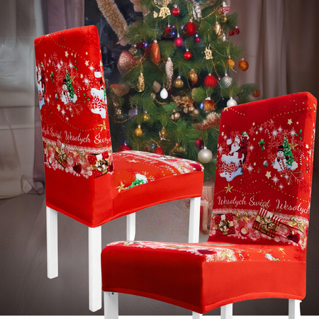 6x POKROWIEC ŚWIĄTECZNY NA KRZESŁO ELASTYCZNY BOŻE NARODZENIE NA ŚWIĘTA