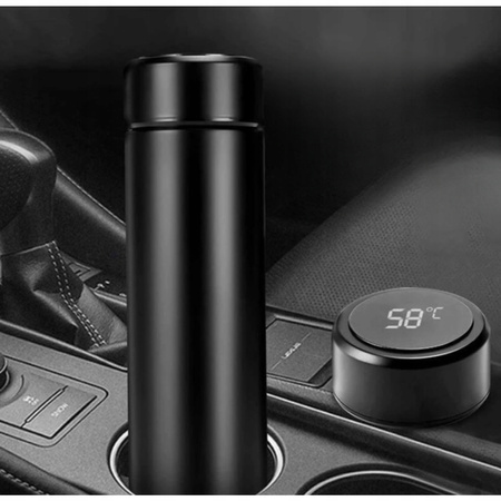 KUBEK TERMICZNY TERMOS LED 500ml NA KAWĘ HERBATĘ DOTYKOWY DO SAMOCHODU LCD