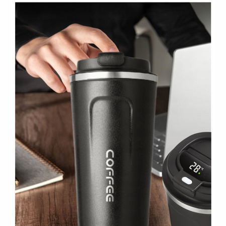 KUBEK TERMICZNY TERMOS 510 ML WYŚWIETLACZ EKRAN LCD NA KAWĘ HERBATĘ SMART