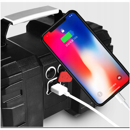 MOCNA LATARKA LED AKUMULATOROWA SZPERACZ TAKTYCZNA BIWAKOWA POWERBANK USB