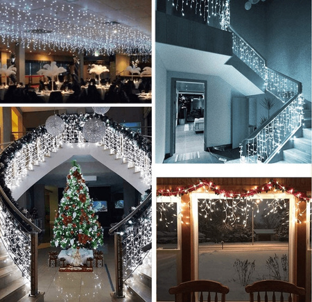SOPLE 500 LED LAMPKI ZEWNĘTRZNE IP44 STAŁE + FLASH KURTYNA GIRLANDA GRUBE