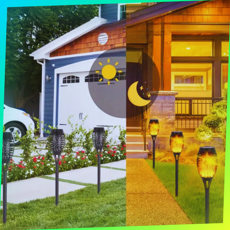 Lampa SOLARNA POCHODNIA LED Lampy Ogrodowe Solarne Ogrodu Wbijana Płomień