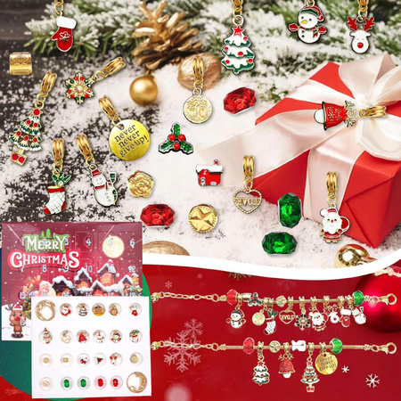 KALENDARZ ADWENTOWY BIŻUTERIA DLA DZIECI BRANSOLETKA DIY PREZENT 24 ZESTAW