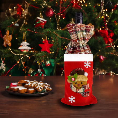 3x ŚWIĄTECZNY POKROWIEC NA BUTELKĘ ETUI UBRANKO DEKORACJA MIKOŁAJ PREZENT