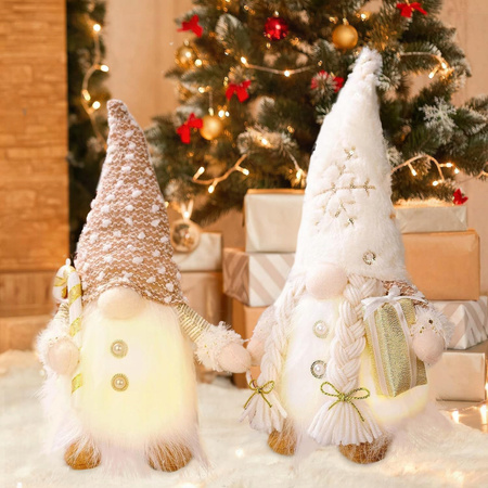 2x SKRZAT ŚWIĄTECZNY KRASNAL GNOM MIKOŁAJ ŚWIECĄCY DUŻY PREZENT NA ŚWIĘTA