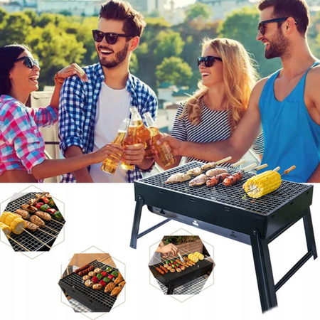 GRILL TURYSTYCZNY PRZENOŚNY WĘGLOWY SKŁADANY BBQ KEMPINGOWY WALIZKA GRIL