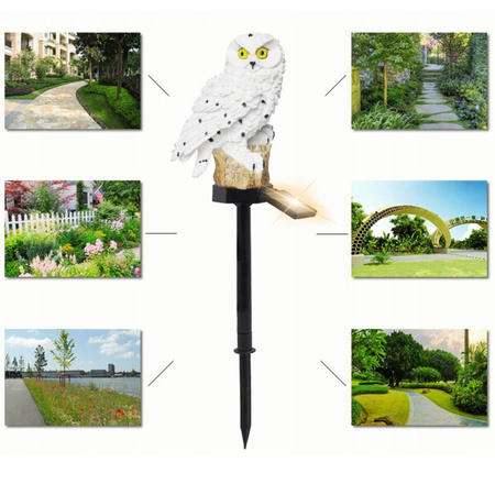 LAMPA SOLARNA SOWA LED OGRODOWA DUŻA LAMPKA WBIJANA DEKORACJA DO OGRODU