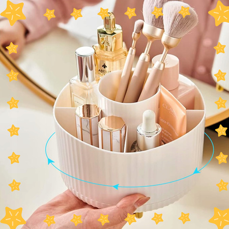 OBROTOWY ORGANIZER NA PĘDZLE DO MAKIJAŻU I KOSMETYKI POJEMNIK 360 KUFEREK