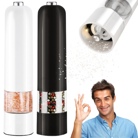 2x ELEKTRYCZNY MŁYNEK DO PIEPRZU SOLI PRZYPRAW LED ZESTAW 2W1 AUTOMATYCZNY
