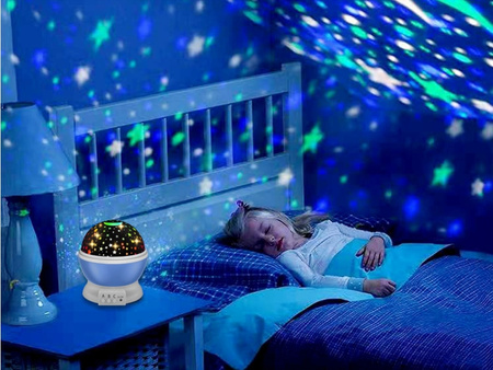 LAMPKA NOCNA PROJEKTOR NIEBA GWIAZD LAMPA OBROTOWA RZUTNIK DLA DZIECI LED