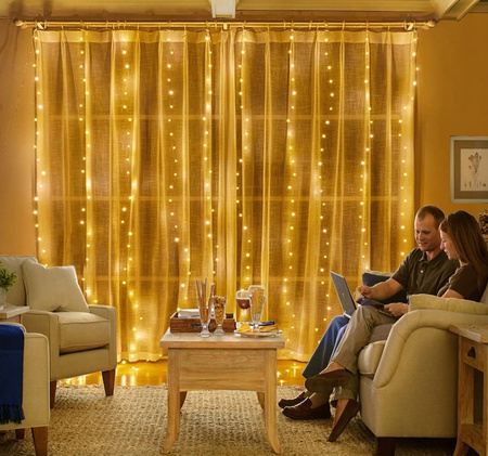 KURTYNA ŚWIETLNA 300 LED 3x3m SOPLE LAMPKI GIRLANDA PILOT DRUCIKI BIAŁE