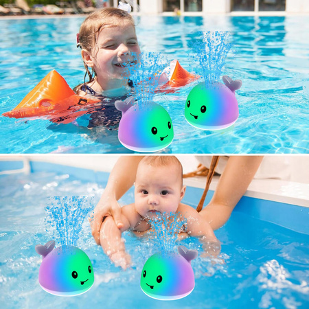 FONTANNA ZABAWKA DO KĄPIELI WODY TRYSKAJĄCY ŚWIECĄCY WIELORYB DLA DZIECI