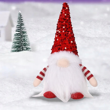 SKRZAT ŚWIĄTECZNY KRASNAL GNOM MIKOŁAJ DUŻY ŚWIECĄCY PREZENT OZDOBA LED XXL