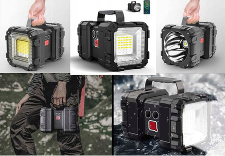 MOCNA LATARKA LED AKUMULATOROWA SZPERACZ TAKTYCZNA BIWAKOWA POWERBANK USB