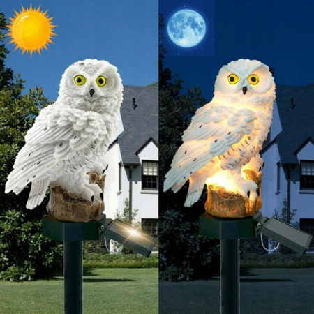 LAMPA SOLARNA SOWA LED OGRODOWA DUŻA LAMPKA WBIJANA DEKORACJA DO OGRODU