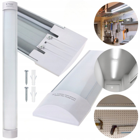 Lampa LED Oprawa Natynkowa 60cm 18W Panel Świetlówka Mocna Aluminium Garażu