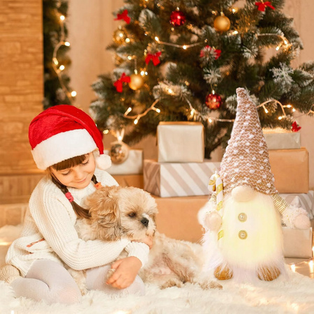 2x SKRZAT ŚWIĄTECZNY KRASNAL GNOM MIKOŁAJ ŚWIECĄCY DUŻY PREZENT NA ŚWIĘTA