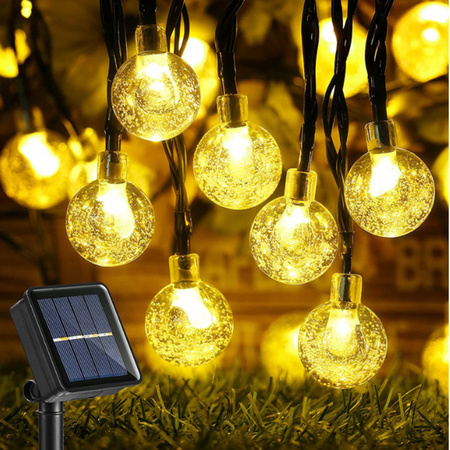 GIRLANDA SOLARNA OGRODOWA LAMPKI SOLARNE KULKI ŻARÓWKI WBIJANA Z CZUJNIKIEM