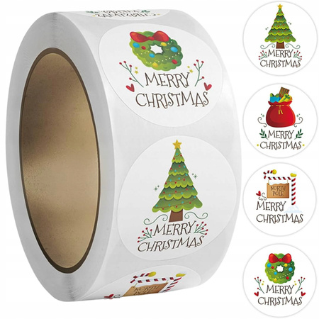 Naklejki Świąteczne Samoprzylepne na Prezenty Święta Ozdoby Mikołaj 500szt.