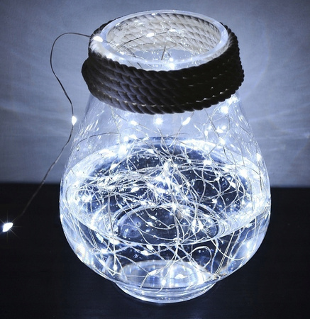 GIRLANDA ŚWIETLNA DRUCIKI 100 LED NA BATERIE BIAŁE ZIMNE 10M LAMPKI