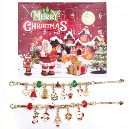 KALENDARZ ADWENTOWY BIŻUTERIA DLA DZIECI BRANSOLETKA DIY PREZENT 24 ZESTAW