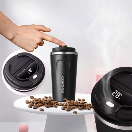 KUBEK TERMICZNY TERMOS 510 ML WYŚWIETLACZ EKRAN LCD NA KAWĘ HERBATĘ SMART