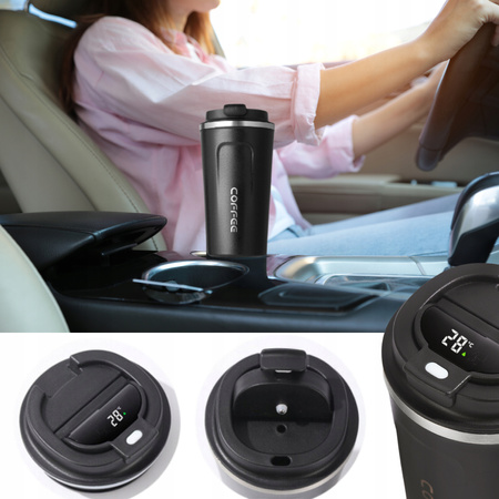 KUBEK TERMICZNY TERMOS 510 ML WYŚWIETLACZ EKRAN LCD NA KAWĘ HERBATĘ SMART