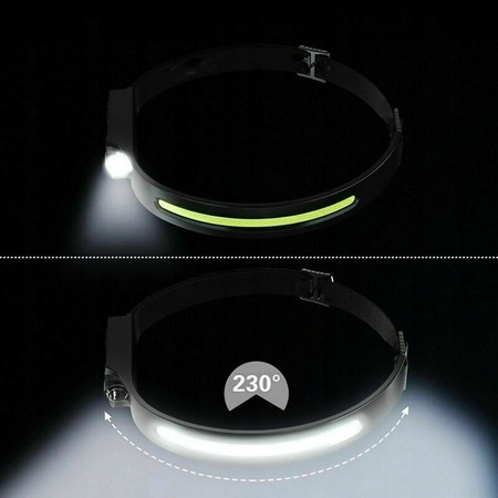 MOCNA LATARKA CZOŁOWA LED REFLEKTOR NA GŁOWĘ COB CZOŁÓWKA USB CZUJNIK RUCHU