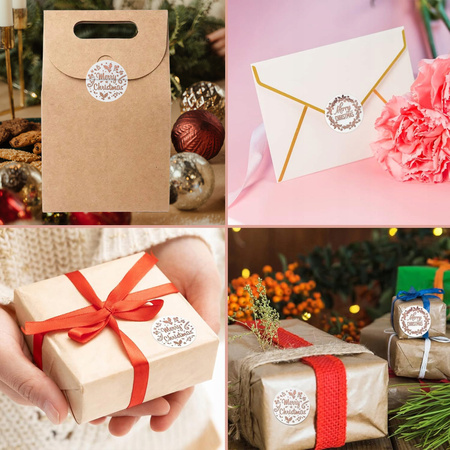 Naklejki Świąteczne Samoprzylepne na Prezenty Święta Ozdoby Mikołaj ZIMOWE