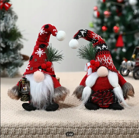2x SKRZAT ŚWIĄTECZNY KRASNAL GNOM SIEDZĄCY MIKOŁAJ OZDOBA PREZENT NA ŚWIĘTA