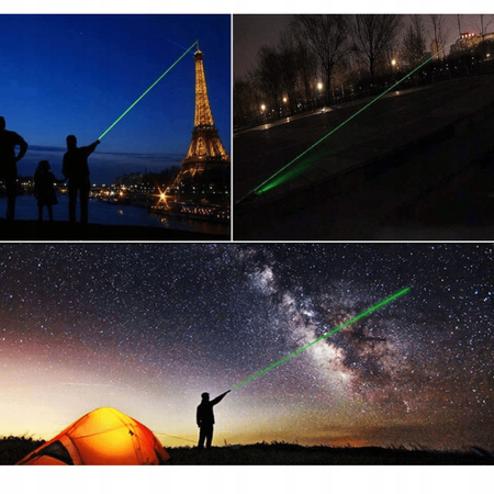 MOCNY WSKAŹNIK LASEROWY LASER POINTER ZIELONY AKU + ŁADOWARKA I NAKŁADKA