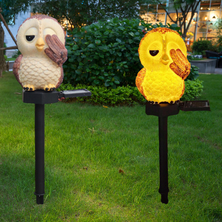 Lampa Solarna Ogrodowa SOWA LED Wodoodporna Wbijana Zewnętrzna Do OGRODU