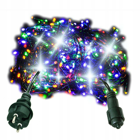 LAMPKI CHOINKOWE 500 LED ZEWNĘTRZNE STAŁE FLASH IP44 GRUBE KURTYNA MULTI