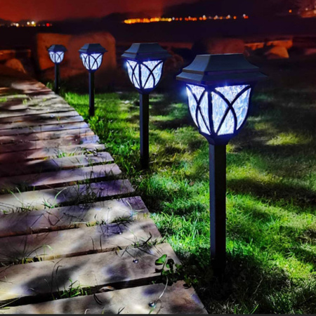 LAMPA SOLARNA OGRODOWA LED LAMPKI SOLARNE DO OGRODU CZUJNIK WBIJANA 6 sztuk