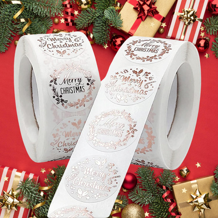 Naklejki Świąteczne Samoprzylepne na Prezenty Święta Ozdoby Mikołaj ZIMOWE