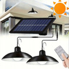 ZESTAW 2x ŻYRANDOL WISZĄCA LAMPA SOLARNA LED PODWÓJNY SUFITOWA PILOT PANEL
