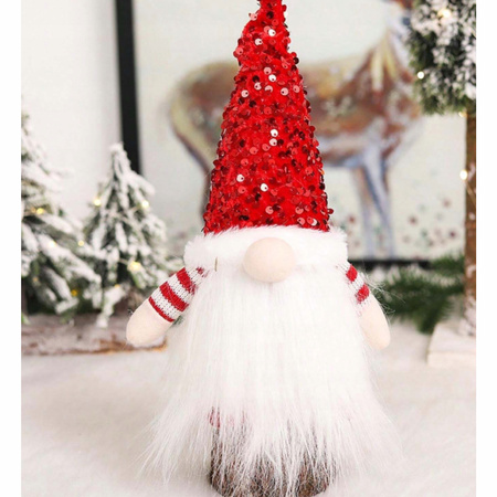 SKRZAT ŚWIĄTECZNY KRASNAL GNOM MIKOŁAJ DUŻY ŚWIECĄCY PREZENT OZDOBA LED XXL